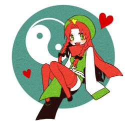  alternate_costume bad_id bad_pixiv_id braid female green_eyes hat hong_meiling inoue_mikuni long_hair red_hair red_scarf red_thighhighs scarf solo thighhighs touhou twin_braids winter_clothes 