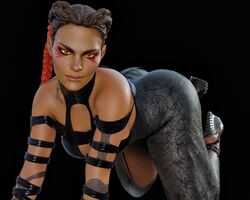  1girls 3d all_fours apex_legends big_ass braided_hair braided_twintails dark-skinned_female dark_skin female female_only leather loba loba_(apex_legends) loba_andrade r34seeker respawn_entertainment solo tattoo two_tone_hair 