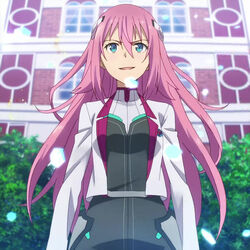  anime_screenshot aqua_eyes female gakusen_toshi_asterisk highres julis-alexia_von_riessfeld long_hair photoshop_(medium) pink_hair 