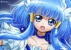  :o aoki_reika blue_eyes blue_hair blue_theme choker close-up cokata commentary_request cure_beauty female hair_tubes head_wings long_hair magical_girl photoshop_(medium) precure sidelocks smile_precure solo twitter_username wings 