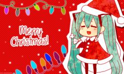  alternate_costume animated animated blue_hair chibi christmas closed_eyes female female hatsune)miku merry_christmas santa_hat santa_suit solo tagme twintails very_long_hair vocaloid 