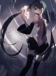  blue_eyes blue_hair commentary_request female hatsune_miku highres kiko long_hair necktie skirt solo thighhighs treble_clef twintails vocaloid 