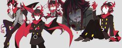  1boy commentary_request demon_boy demon_horns funamusea haiiro_teien highres horns ivlis_(funamusea) male_focus multiple_views pointy_ears sebychu wings 