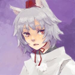  animal_ears commentary_request female hat inubashiri_momiji kno_(anahita) short_hair solo tokin_hat touhou upper_body white_hair wolf_ears 