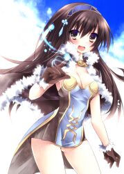  bad_id bad_pixiv_id breasts brown_eyes brown_hair capelet cleavage commentary_request dress female fur_trim gloves headband high_wizard_(ragnarok_online) long_hair looking_at_viewer magic medium_breasts open_mouth ragnarok_online solo sorai_shin&#039;ya 