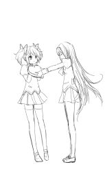  2girls akemi_homura anz_(starry) bad_id bad_pixiv_id greyscale hairband heart kaname_madoka long_hair mahou_shoujo_madoka_magica mahou_shoujo_madoka_magica_(anime) mitakihara_school_uniform monochrome multiple_girls photoshop_(medium) school_uniform short_hair twintails valentine 