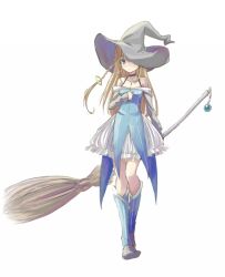  bad_id bad_pixiv_id bare_shoulders blonde_hair blue_eyes braid broom cross female hat kyabechi long_hair original simple_background solo white_background witch_hat 