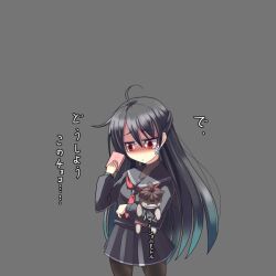  ^^^ bandages black_hair black_serafuku black_skirt commentary_request female long_hair original pantyhose red_eyes school_uniform serafuku skirt solo standing stuffed_toy tears translated ygo_(kintsuba) 