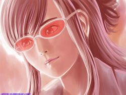  apollo_justice:_ace_attorney ema_skye female glass gyakuten_saiban half_updo lips long_hair mugensaku pink-tinted_eyewear short_ponytail solo sunglasses tinted_eyewear 