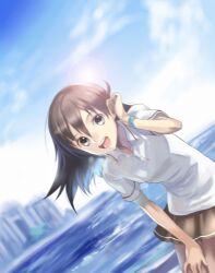  bad_id bad_pixiv_id brown_eyes brown_hair female highres kalian kyouno_madoka photoshop_(medium) rinne_no_lagrange short_hair skirt solo 