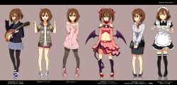  alternate_costume alternate_hair_length alternate_hairstyle bat_wings brown_eyes brown_hair casual commentary_request cosplay dress female heart_hunter_(module) highres hirasawa_yui k-on! kami_nomi_zo_shiru_sekai maid myuto_(advent_retribution) nagase_jun nagase_jun_(cosplay) pantyhose project_diva project_diva_(series) sakuragaoka_high_school_uniform school_uniform short_hair sleeves_rolled_up thighhighs toyosaki_aki twintails v vocaloid voice_actor_connection wings 