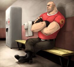  bench bored buxbi heavy_(team_fortress_2) locker male solo team_fortress_2 towel valve waiting 