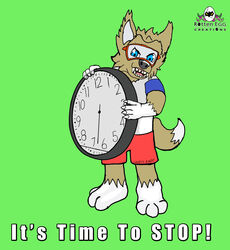  3_toes 4_fingers absurd_res angry anthro barefoot biped black_nose blue_eyes bottomwear brown_body brown_fur brown_tail canid canine canis cheek_tuft claws clock clothed clothing colored_nails craftyandy digital_media_(artwork) dipstick_tail ear_tuft english_text eyewear facial_tuft feet fifa filthy_frank fingers fluffy fluffy_ears fluffy_tail full-length_portrait fur glistening glistening_eyes glistening_nose gloves_(marking) goggles green_background head_tuft hi_res holding_object it&#039;s_time_to_stop leg_markings male mammal markings mascot meme multicolored_body multicolored_fur multicolored_tail nails parody paws pink_tongue portrait prick_ears rotteneggcreations satire sharp_teeth shirt shorts signature simple_background snout socks_(marking) solo standing tail tail_markings teeth text toes tongue topwear tuft video_in_description white_body white_claws white_fur white_nails white_tail wolf young young_anthro zabivaka 