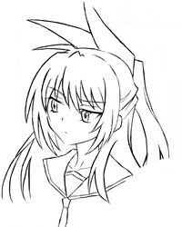  collarbone commentary_request eyelashes female greyscale hair_ribbon kirisaki_chitoge line_art long_hair monochrome nisekoi ribbon rifyu school_uniform serafuku simple_background solo traditional_media upper_body white_background 