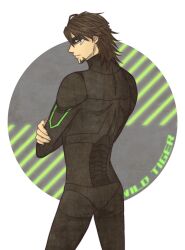  1boy bad_id bad_pixiv_id brown_hair crossed_arms facial_hair kaburagi_t._kotetsu kankitsu_(94rz) male_focus mask power_suit solo stubble superhero_costume tiger_&amp;_bunny wild_tiger yellow_eyes 