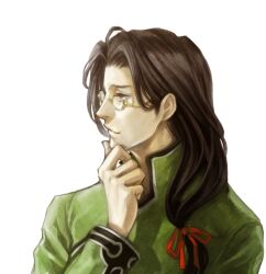  1boy black_hair citan_uzuki commentary_request glasses long_hair male_focus solo tetra_takamine xenogears 