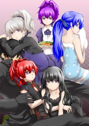  black_hair blue_hair darker_than_black hei hug meiko-chan purple_hair red_hair silver_hair yin 