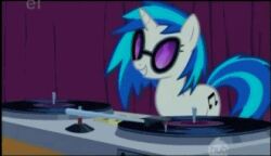  animated equid equine eyewear fan_(disambiguation) glasses hasbro head_bang horse loop low_res mammal my_little_pony pony record screencap 