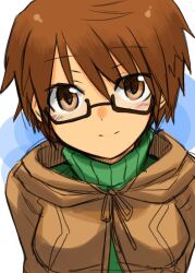  aussa_(yu-gi-oh!) aussa_the_earth_charmer bad_id bad_pixiv_id brown_eyes brown_hair choutako female glasses short_hair solo turtleneck yu-gi-oh! 