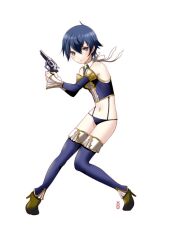  alternate_costume bad_id bad_pixiv_id female full_body grey_eyes gun handgun machinosuke persona persona_4 persona_4_the_golden photoshop_(medium) revolver shirogane_naoto short_hair simple_background solo weapon white_background 