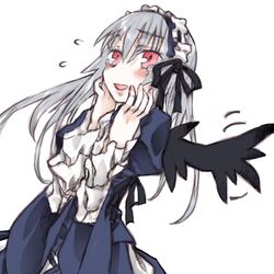  blush commentary_request female grey_hair hairband kakashichi rozen_maiden solo suigintou wings 