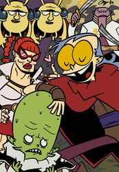  2boys alice_(superjail) chrono_trigger female flea_(chrono_trigger) heart jailbot jared_(superjail) magus_(chrono_trigger) moon multiple_boys ozzie_(chrono_trigger) parody slash_(chrono_trigger) superjail the_warden_(superjail) toon_(style) 