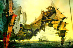  bad_id bad_pixiv_id clockwork dociu gears guild_wars_(series) guild_wars_1 landscape legs machinery mecha non-humanoid_robot outdoors robot scenery steampunk walker_(robot) 