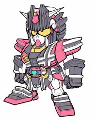  commentary_request crossover darui_hito decadriver gundam image_sample kamen_rider kamen_rider_decade md5_mismatch no_humans non-humanoid_robot parody pixiv_sample resolution_mismatch rider_belt robot sd_gundam simple_background source_larger white_background yellow_eyes 