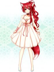  animal_ears asymmetrical_hair commentary_request female fox_ears fox_tail konshin long_hair opera_the_vermelho pixiv_fantasia pixiv_fantasia_sword_regalia red_eyes red_hair tail 