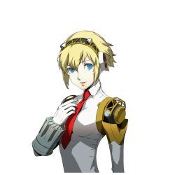  aegis_(persona) android blonde_hair blue_eyes female official_art persona persona_3 persona_4:_the_ultimate_in_mayonaka_arena short_hair smile soejima_shigenori solo transparent_background 