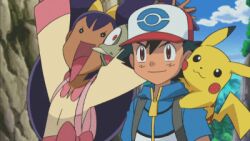  animated animated hat iris_(pokemon) lowres pikachu pokemon satoshi_(pokemon) 