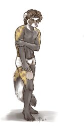  2:3 anthro clothed clothing conditional_dnp digital_media_(artwork) domestic_ferret hair hi_res ictonychine kimber_di_furetti male mammal marbled_polecat medieval moodyferret mustelid musteline polecat_(mustelid) shaded simple_background solo tail topless true_musteline underwear weasel white_background 