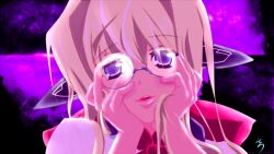  blonde_hair blue_eyes elf elf_ears female female glasses highres kyoukai_senjou_no_horizon kyoukaisenjou_no_horizon pointy_ears solo thomas_shakespeare yandere_trance 