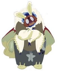  arthropod blank_stare clothing empty_eyes hi_res humanoid insects lepidopteran luna_moth male maleherm_(lore) marill_binkley_(mora_less) mora_less moth oversized_clothing overweight overweight_male saturniid solo standing 