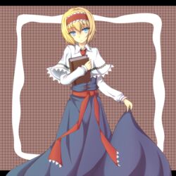  alice_margatroid blonde_hair blue_eyes book commentary_request female hairband rinkai_(mamepika8492) short_hair solo touhou 