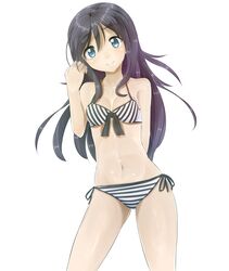  aragaki_ayase bikini black_hair blue_eyes commentary_request female highres long_hair ore_no_imouto_ga_konna_ni_kawaii_wake_ga_nai smile solo sonyntendo striped_bikini striped_clothes swimsuit 