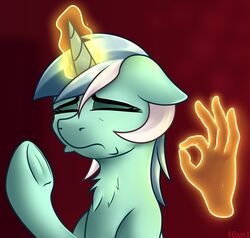  10art1 chest_tuft closed_eyes digital_media_(artwork) disembodied_hand disney equid equine female feral friendship_is_magic fur gesture green_body green_fur hair hand_gesture hasbro hi_res horn humor just_right lyra_heartstrings_(mlp) magic magic_hands mammal meme multicolored_hair my_little_pony mythological_creature mythological_equine mythology ok_sign reaction_image simple_background solo spell the_emperor&#039;s_new_groove tuft two_tone_hair unicorn 