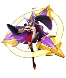  arc_system_works bare_shoulders blazblue blazblue:_central_fiction breasts detached_sleeves female hades_izanami jpeg_artifacts mikado_(blazblue) official_art purple_hair red_eyes sideboob skirt very_long_hair 