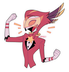  anthro ara_(genus) avian avian_demon beak bird bird_demon clothed clothing enaic31 eyewear glasses head_feathers hellaverse helluva_boss hi_res macaw macaw_demon male neotropical_parrot orange_eyewear orange_glasses parrot scarlet_macaw simple_background solo true_parrot vassago_(helluva_boss) white_background 