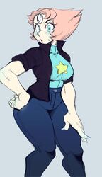  big_breasts cartoon_network forehead_jewel gem_(species) ink01 inkbloto leaddrill orange_hair pearl_(steven_universe) sfw steven_universe tight_clothing tight_fit 