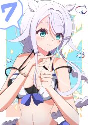  absurdres bikini blue_eyes bracelet braid breasts female grey_hair highres jewelry kantai_collection long_hair looking_at_viewer mole mole_under_eye navel sameyan single_braid solo swimsuit umikaze_(kancolle) umikaze_(swimsuit_mode)_(kancolle) upper_body very_long_hair water_drop 