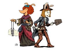  2017 accessory alternative_fashion anthro antiquarian_(darkest_dungeon) arthur_(series) boots bow_(feature) bow_accessory bow_ribbon brown_body brown_fur brown_hair canid canine canis centered_hair_bow clothing collar cosplay cosplay_lolita crossover crossover_cosplay darkest_dungeon digital_media_(artwork) domestic_dog dress duo female footwear fur grave_robber_(darkest_dungeon) gypsy hair hair_accessory hair_ribbon hairbow hat headgear headwear incense j-fashion jacket lagomorph largehadronkalidah leporid lolita_(fashion) mammal marina_datillo ouji_(fashion) pirate_lolita poodle pose pouches prunella_deegan rabbit ribbons shovel simple_background tools topwear white_background white_body white_fur young young_anthro 