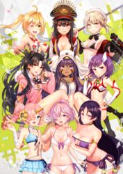  6+girls :d :q ;d ahoge armpits artoria_pendragon_(alter_swimsuit_rider)_(fate) artoria_pendragon_(alter_swimsuit_rider)_(second_ascension)_(fate) artoria_pendragon_(fate) bad_id bad_pixiv_id bandages bikini bikini_skirt black_bikini black_hair blonde_hair blue_bikini blue_eyes blue_skirt bow breasts choker cleavage cleavage_cutout clothing_cutout collarbone dark-skinned_female dark_skin detached_sleeves double_bun earrings eyepatch_bikini fate/grand_order fate_(series) floating_hair frankenstein&#039;s_monster_(fate) frankenstein&#039;s_monster_(swimsuit_saber)_(fate) frankenstein&#039;s_monster_(swimsuit_saber)_(second_ascension)_(fate) frilled_bikini frills fur_trim green_eyes groin gun hair_bun hair_over_one_eye hand_on_another&#039;s_shoulder hand_on_own_hip hat helena_blavatsky_(fate) helena_blavatsky_(swimsuit_archer)_(fate) helena_blavatsky_(swimsuit_archer)_(second_ascension)_(fate) highres holding holding_gun holding_weapon horns ishtar_(fate) ishtar_(swimsuit_rider)_(fate) jewelry kurono_kito large_breasts layered_skirt long_legs looking_at_viewer maid_headdress mash_kyrielight mash_kyrielight_(swimsuit_of_perpetual_summer) mechanical_horns medium_breasts military_hat minamoto_no_raikou_(fate) minamoto_no_raikou_(swimsuit_lancer)_(fate) multiple_girls navel nero_claudius_(fate) nero_claudius_(swimsuit_caster)_(fate) nitocris_(fate) nitocris_(swimsuit_assassin)_(fate) nitocris_(swimsuit_assassin)_(second_ascension)_(fate) oda_nobunaga_(fate) oda_nobunaga_(swimsuit_berserker)_(fate) oda_nobunaga_(swimsuit_berserker)_(first_ascension)_(fate) oda_nobunaga_(swimsuit_berserker)_(second_ascension)_(fate) official_alternate_costume one_eye_closed open_mouth panties pink_hair pink_sweater purple_bikini purple_bow purple_eyes purple_hair red_eyes ribbon ribbon_choker short_hair side-tie_bikini_bottom sidelocks single_horn skirt small_breasts smile strapless strapless_bikini striped_bikini striped_clothes sweater swimsuit tied_hair tongue tongue_out twintails twirling_hair underwear v weapon white_bikini white_panties white_ribbon 