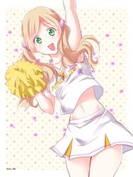  aldnoah.zero bad_id bad_pixiv_id cheerleader female green_eyes kuroki_natsu long_hair midriff nina_klein open_mouth pom_pom_(cheerleading) school_uniform skirt smile solo twintails 