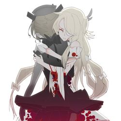  blonde_hair blood closed_eyes eyepatch hat hug injury long_hair mahou_shoujo_ikusei_keikaku md5_mismatch multiple_girls nurse_cap pfle shadowgale short_hair torn_clothes vader_(n.r.t.a.) yuri 