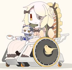  bird blonde_hair cup doll eyepatch long_hair mahou_shoujo_ikusei_keikaku md5_mismatch pfle shadowgale sitting smile solo teacup vader_(n.r.t.a.) wheelchair 