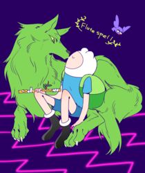  adventure_time ambiguous_gender canid canine canis cartoon_network clothed clothing english_text female feral finn_the_human group human huntress_wizard kiss_on_lips male mammal tagme text trio wolf yunta0722 