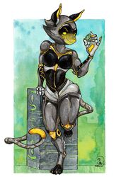  android anthro cyber_(disambiguation) dstever felid feline female futuristic illustration machine mammal painting_(artwork) robot solo traditional_media_(artwork) watercolor_(artwork) 