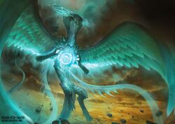  dragon feathered_dragon feathered_scalie feathered_wings feathers flying hasbro johann_bodin landscape magic magic:_the_gathering male mythological_creature mythological_scalie mythology official_art planeswalker scalie signature solo spread_wings tail ugin wings wizards_of_the_coast 