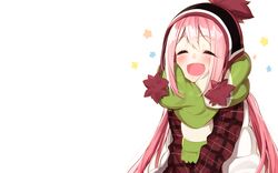  blush cropped kagamihara_nadeshiko long_hair pink_hair sakuragi_ren scarf white yuru_camp 